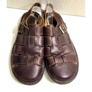 BORN Mens Cabot III Sandal Sz 11 Brown Fisherman Leather Weave Shoes Closed Toe
